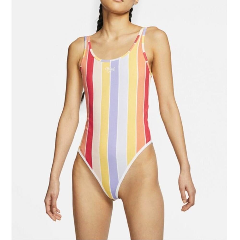 Nike Multicolor Vertical Stripe Bodysuit - Red, Orange, Yellow, Purple, Blue